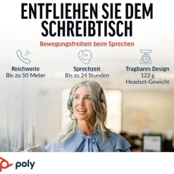 plt Poly Voyager 4310 UC Headset, Ein-Ohr-Bluetooth, Noise Cancelling, für PC/Mac/Mobiltelefon, kompatibel mit Teams, und Zoom – Schwarz