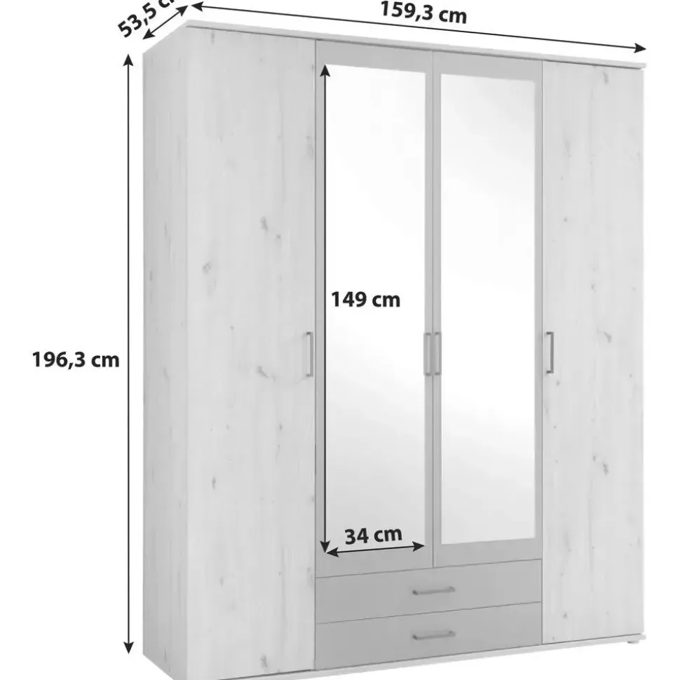Pol-Power Drehtürenschrank 159 x 196 x 53,5 cm anthrazit/eiche