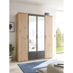 Pol-Power Drehtürenschrank 159 x 196 x 53,5 cm anthrazit/eiche