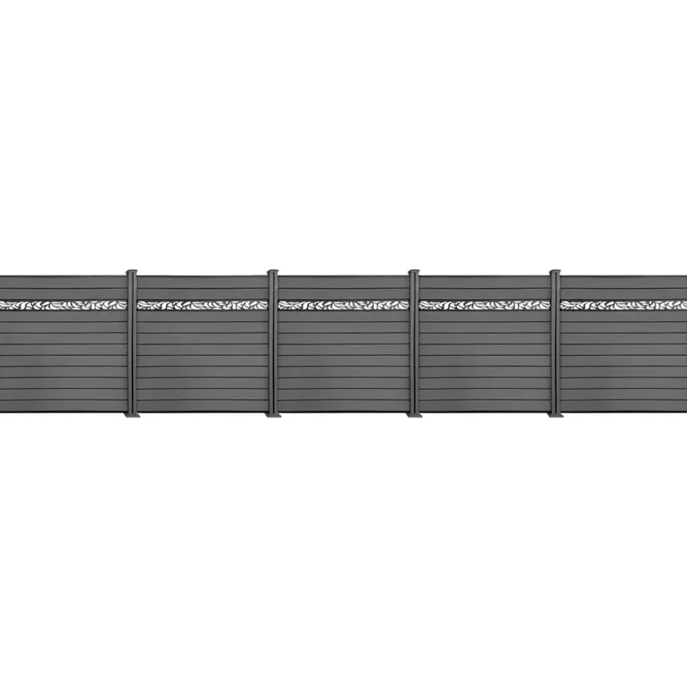 prestige home living outdoor WPC-Sichtschutzzaun 9,1 x 1,9 m Grau