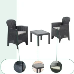 PROGARDEN Gartenset 3-tlg. anthrazit