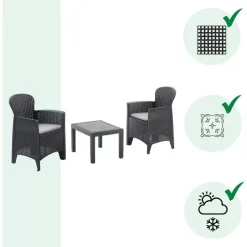 PROGARDEN Gartenset 3-tlg. anthrazit