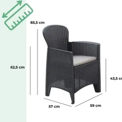 PROGARDEN Gartenset 3-tlg. anthrazit