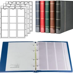 Prophila Collection MünzAlbum mit 4 Hüllen für 110 Münzen blau