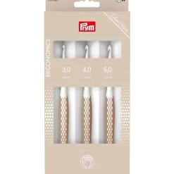 Prym 218595 Wollhäkelnadel-Set, prym.ergonomics, taupe, 3/4/5 mm