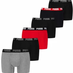 Puma Boxershorts 6er Pack Grau / Rot / Schwarz XXL