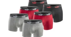 Puma Boxershorts 6er Pack rot / schwarz M