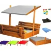 QLS Sandkasten aus Holz mit Sitzbank und Dach grau