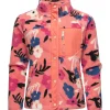 Ragwear Damen, Plüschjacke im Blumenmuster kurze Teddyfleece-Jacke warm mit hohem Kragen und Brusttasche Appopis Print Coral Gr.
