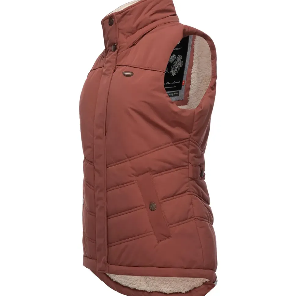 Ragwear Damen, ärmellose Outdoor-Weste mit abnehmbarer Kapuze Hesty Intl Terracotta22 Gr. S (36), orange (terra), Außenmaterial: 100% Polyester. Innenfutter: 100% Polyester.