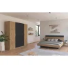Rauch Schlafzimmer-Set "Monza", grau (eiche artisan, graumetallic), Bett 180x200cm + ohne Matratze, B/H: 180cm x 200cm, Bett 180x200cm, Holzwerkstoff, Schlafzimmermöbel-Sets, mit Drehtürenschrank Breite 226 cm, Bettanlage in 2 Breiten