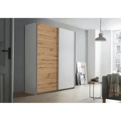 Rauch Schwebetürenschrank Saturn 218 x 191 x 59 cm Weiß/Eiche