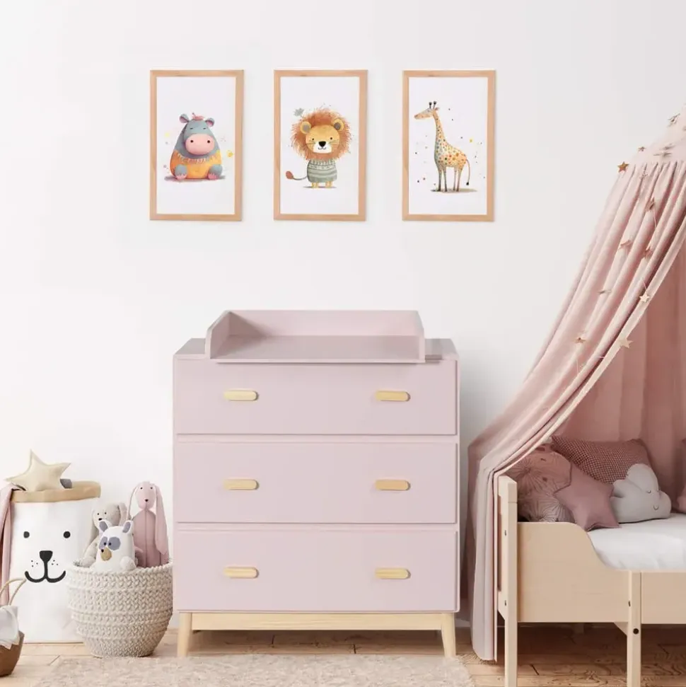 Rebecca Mobili Mobili Rebecca Wickeltisch, Pink, Holzwerkstoff, Rechteckig, 42x100x80 cm, Babymöbel, Wickelkommoden - Zubehör, Wickelkommoden