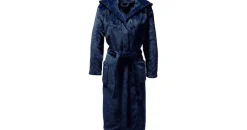 REDBEST Fleece Unisex-Bademantel mit Kapuze Perris in marine | Gr.: M