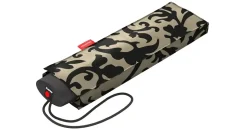 Reisenthel umbrella pocket mini in Baroque Taupe – Extrem leichter und flacher Taschenschirm aus recycelten PET-Flaschen – Mit großem Schirmdach