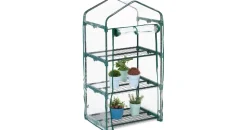 Relaxdays Foliengewächshaus Kunststoff Grün PVC-Folie 3 Etagen 0,64 m2
