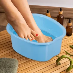 Relaxdays Fußbadewanne, Wanne für Fußbad, Kunststoff, Fußwanne für Fußpflege & Wellness, HxBxT: 15 x 33 x 38 cm, blau
