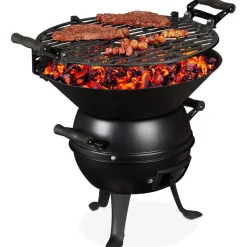 Relaxdays Grillfass Gusseisen