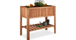 Relaxdays Hochbeet Holz mit Ablagefach
