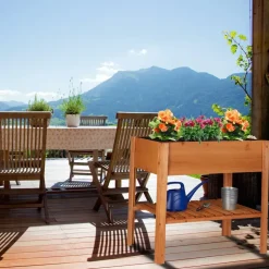 Relaxdays Hochbeet Holz mit Ablagefach