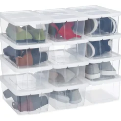 Relaxdays Schuhbox 12,5 x 20 x 34,5 cm 12-tlg. transparent