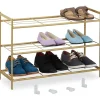 Relaxdays Schuhregal 70 x 50 x 26 cm offen / gold
