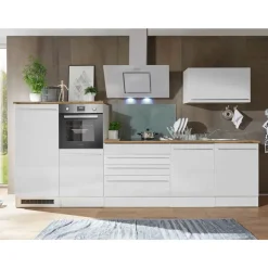 Respekta Küchenzeile Gabriel Doppelblock 320 cm E-Geräte weiß hochglänzend/weiß matt