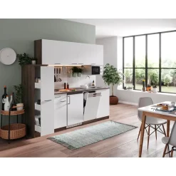 Respekta Küchenzeile Oliver 225 cm E-Geräte weiß