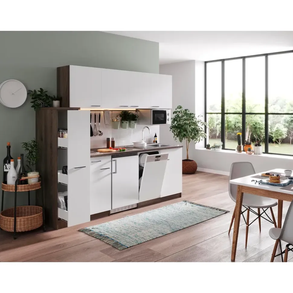 Respekta Küchenzeile Oliver 225 cm E-Geräte weiß