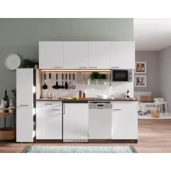 Respekta Küchenzeile Oliver 225 cm E-Geräte weiß