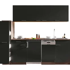 Respekta Küchenzeile Oliver 225 cm Grau