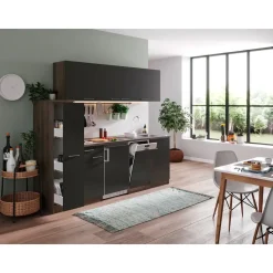 Respekta Küchenzeile Oliver 225 cm Grau