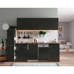 Respekta Küchenzeile Oliver 225 cm Grau