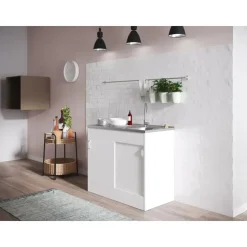 Respekta Komplettspüle 100 x 50 cm Schiebetür Weiß