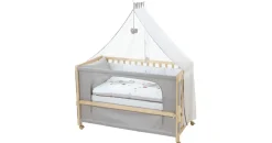 roba Room Bed Beistellbett natur inkl. Komplettset jumbo twins grau
