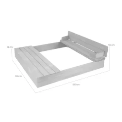 roba Sandkasten Outdoor+ mit Abdeckung und aufklappbarer Sitzbank grau