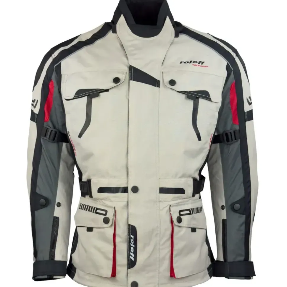 ROLEFF RACEWEAR CHICAGO Motorradjacke Schwarz/Rot 6XL