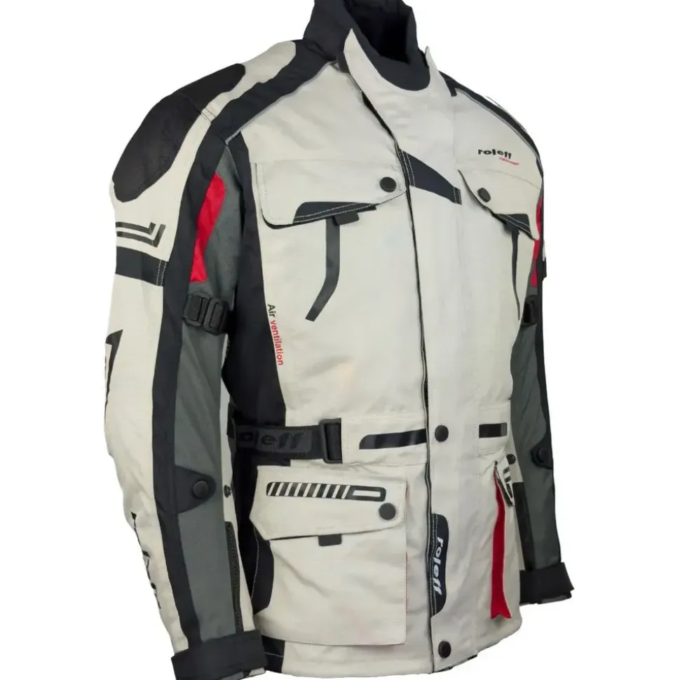 ROLEFF RACEWEAR CHICAGO Motorradjacke Schwarz/Rot 6XL