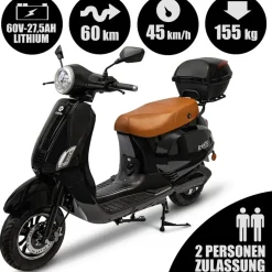 Rolektro E-City Retro 1500 Watt 45 km/h schwarz/orange