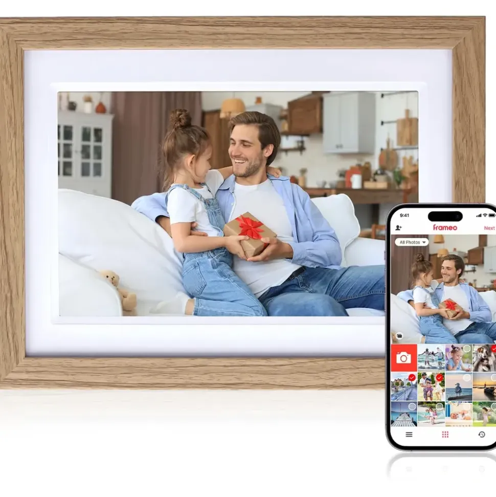 Rollei Smart Frame WiFi 1010 Digitaler Bilderrahmen, 25,53 cm, 1280 × 800 Pixel, Holzoptik Eiche, Weiß