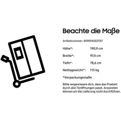 Samsung RS90F65EDTEF Side-by-Side (621 l, 1784 mm hoch, Edelstahl)