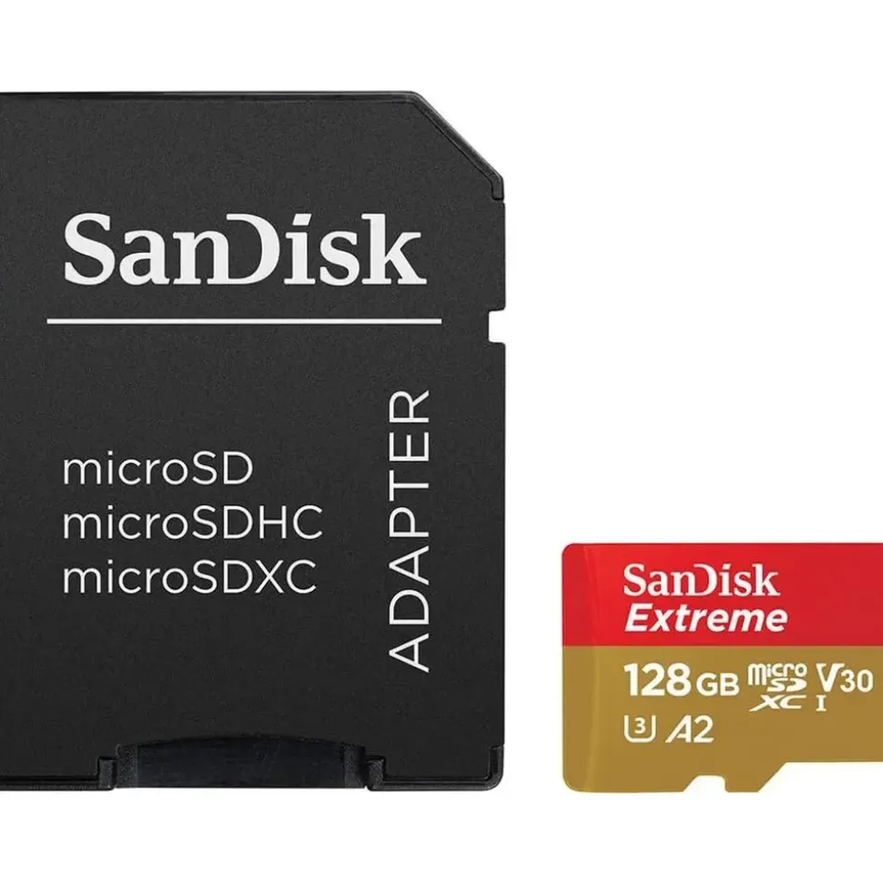 SanDisk Extreme microSDXC UHS-I U3 A2 V30 + SD-Adapter 128 GB