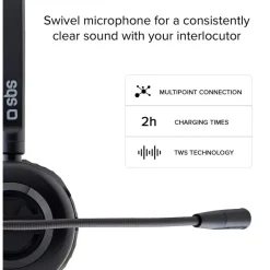 SBS Kabelloses Mono-Headset mit Ladestation Schwarz