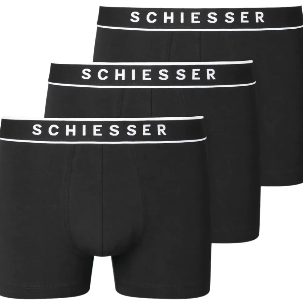 SCHIESSER Boxershorts unifarben schwarz/weiß XL 3er Pack