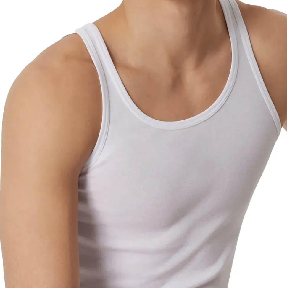 SCHIESSER Herren Unterhemd 2er Pack - Sport-Jacke, Original Feinripp