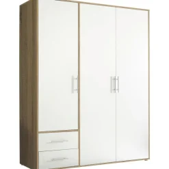 SchlafKONTOR Drehtürenschrank Valencia 155 x 195 x 60 cm Weiß
