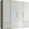 SchlafKONTOR Drehtürenschrank Lyss 206 x 194 x 58 cm Beige/Weiß