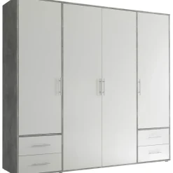 SchlafKONTOR Valencia 206 x 195 x 60 cm beton hell/weiß/betonoptik