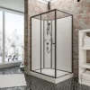 Schulte Ibiza Komplettdusche links 120 x 90 cm schwarz/weiß Sicherheitsglas Duschwanne