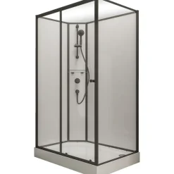 Schulte Ibiza Komplettdusche links 120 x 90 cm schwarz/weiß Sicherheitsglas Duschwanne